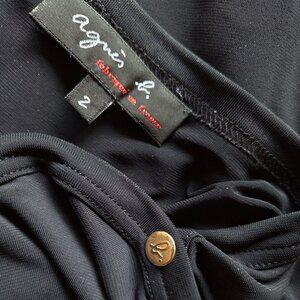 Agnes B. Lightweight Black Blouse with Gold Buttons
